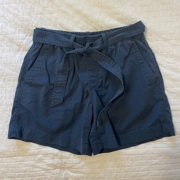 Polo Ralph Lauren Pants - POLO RALPH LAUREN -Paperbag Belted Hi Rise Shorts Navy Blue Women's Sz small